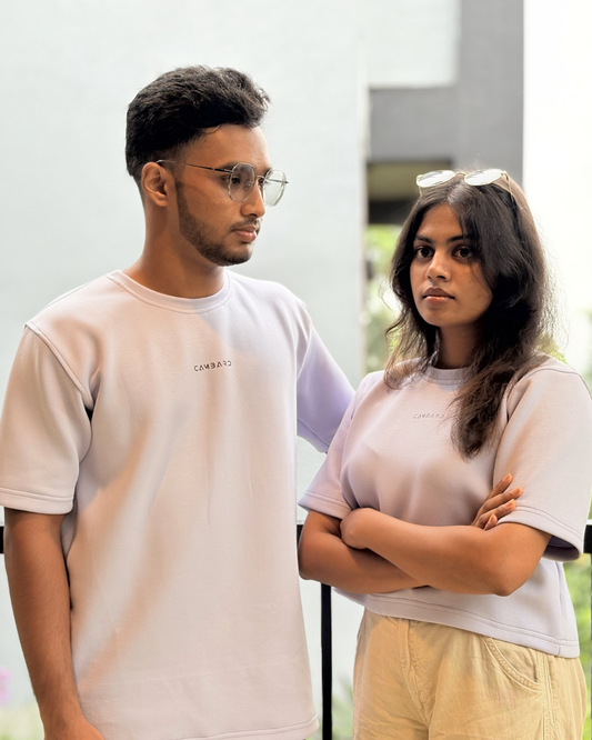 Cambaro Couple Contrast Series – Oversized Tee & Crop Duo
